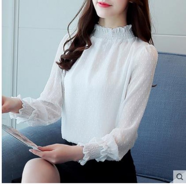 [해외] 봄신상 여성 퀄리티 차이나카라 긴소매 와이셔츠 블라우스
