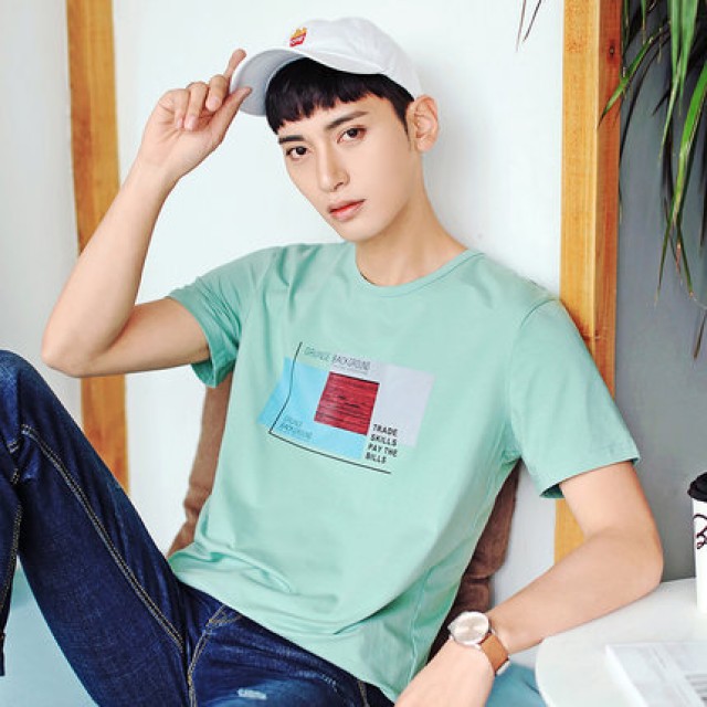[해외]W1433ED 2018 년 신제품 여름 짧은 소매 티셔츠 남자의 바닥재 셔츠 반 색 셔츠 동향 자체 재배에 색상의 한국어 버전