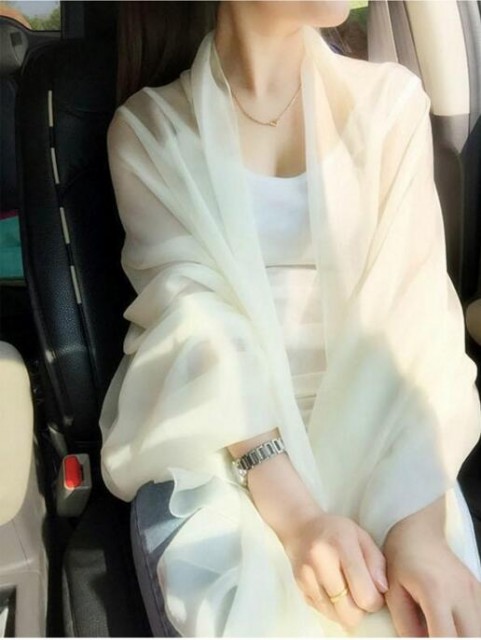[해외] 여성 신상 무지 얇은 시폰 비치 래쉬 스카프