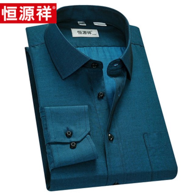 [해외]W143D1B Hengyuanxiang 셔츠 남성 긴 소매 2018 봄 중년 아빠는 비즈니스 캐주얼 면화 셔츠 남성 봄과 가을을로드