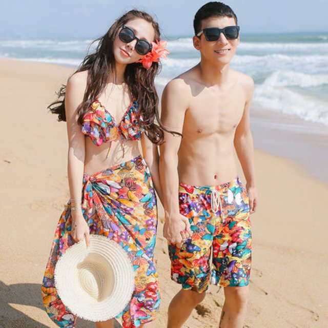 [해외] 여성 남성 여름 패션 커플 비키니 비치 수영복
