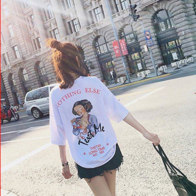 [해외] ulzzang 여성 여름 봄 여름 세련된 라운드넥 셔츠